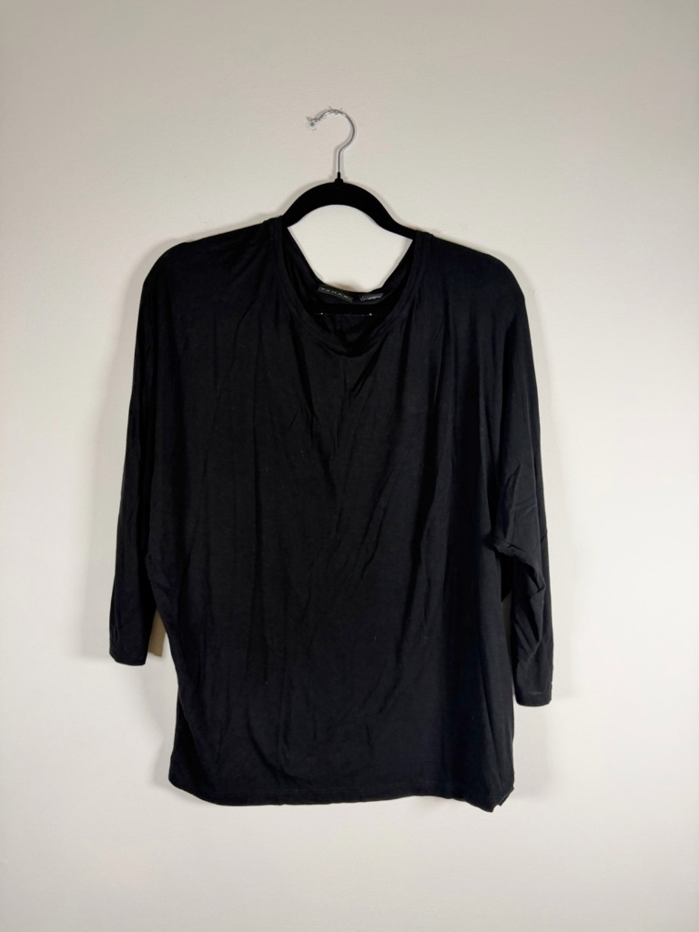Tahari Black Long Sleeve Draped Tee